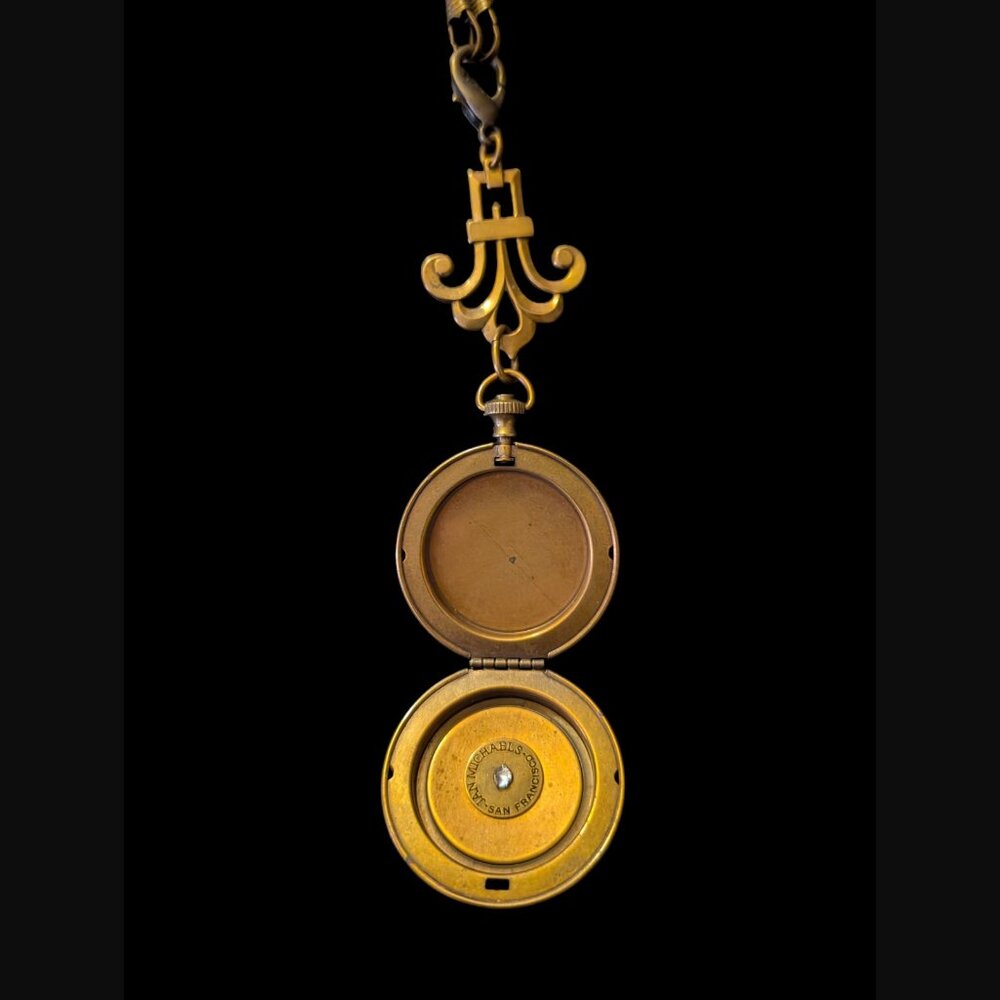 Jan Michaels Oxidized Antiqued Gold Tone Pocket Locket 47" Chain 5.5" Pendant - Picture 6 of 9